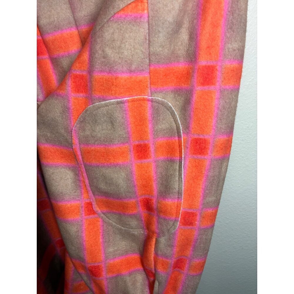 NWT Davi & Dani Shacket Shirt Felt Jacket Soft Check Vibrant Orange Beige Sz 2XL - Picture 5 of 8